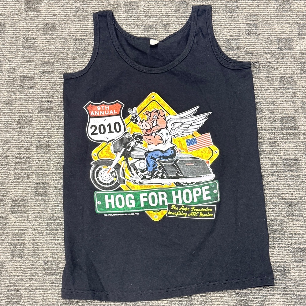 Hog for Hope Biker Black Graphic Tank Top‎ 2010
